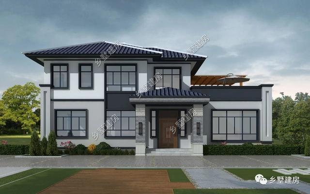 32萬三層歐式住宅設計圖，外觀優雅別致，浪漫的造型在家鄉別具一格。