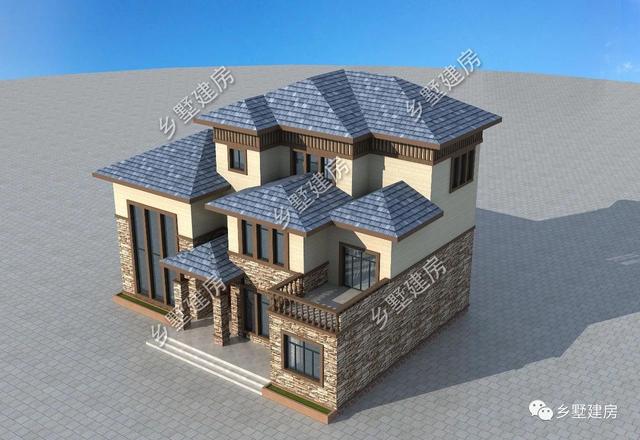 32萬三層歐式住宅設計圖，外觀優雅別致，浪漫的造型在家鄉別具一格。