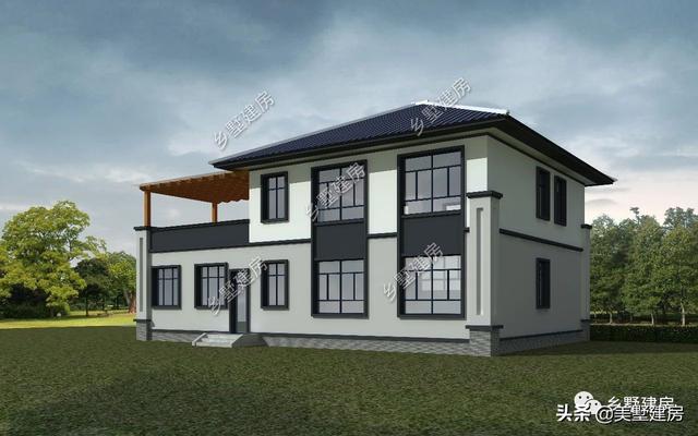 占地213平農村二層小樓設計圖，帶露天泳池和大露臺，這樣的設計人人都喜歡。