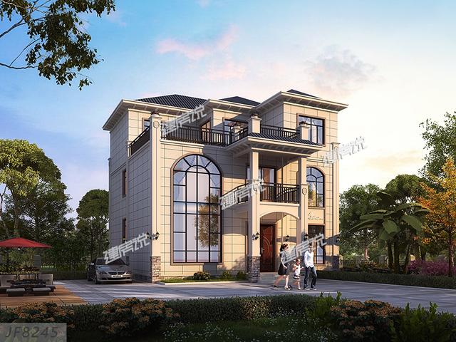 三層歐式別墅自建房，靚麗的外觀色調，30萬建成真劃算