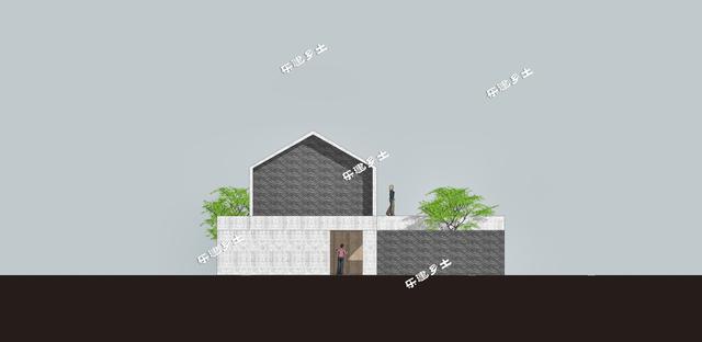 簡約現代二層住宅設計圖，造型端莊質樸，多露臺，多庭院