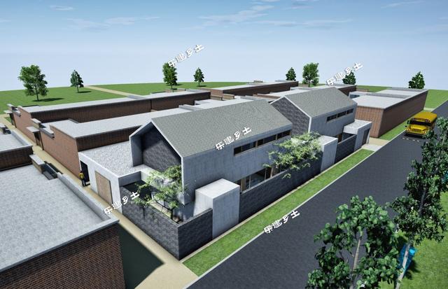 簡約現代二層住宅設計圖，造型端莊質樸，多露臺，多庭院