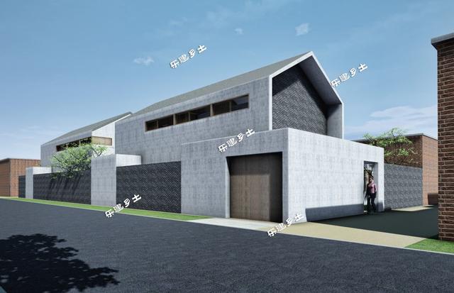 簡約現代二層住宅設計圖，造型端莊質樸，多露臺，多庭院