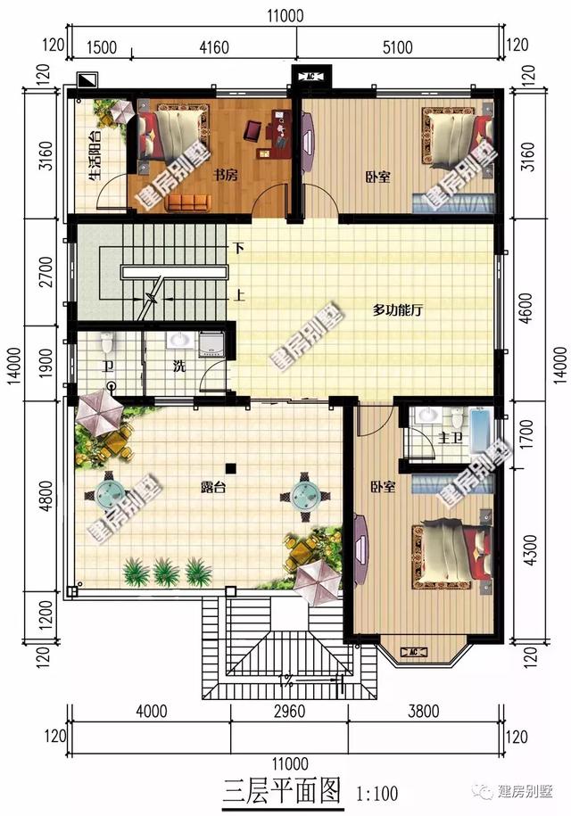 帶車庫的三層別墅設計圖，簡約實用，自己住著也方便舒適。