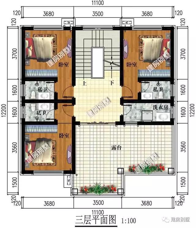 帶獨立廚房的兩套三層小樓設計圖，生活方便舒適，造價30來萬。