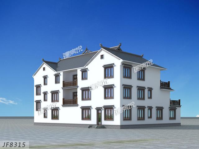 在農村給父母建三層新中式別墅，非常的豪華大氣，怕是村里獨一棟了