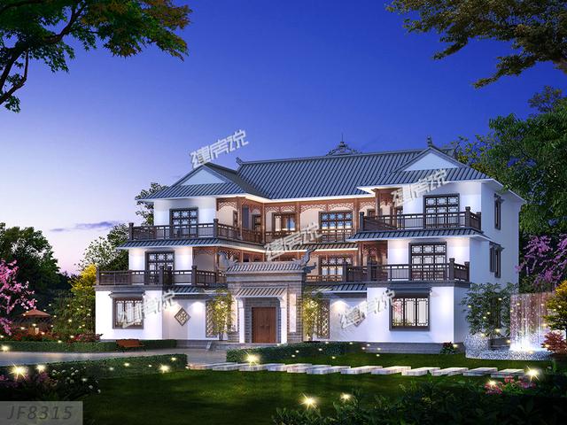 在農村給父母建三層新中式別墅，非常的豪華大氣，怕是村里獨一棟了