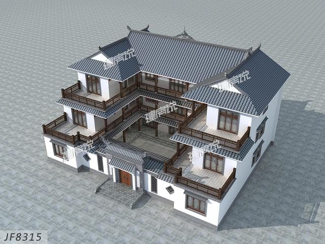 在農村給父母建三層新中式別墅，非常的豪華大氣，怕是村里獨一棟了