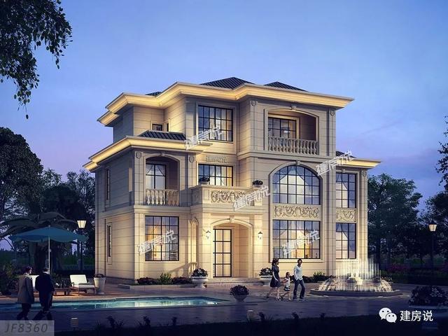 占地191平三層別墅設計圖，建一棟這么豪華的別墅，村里人人見了都羨慕。