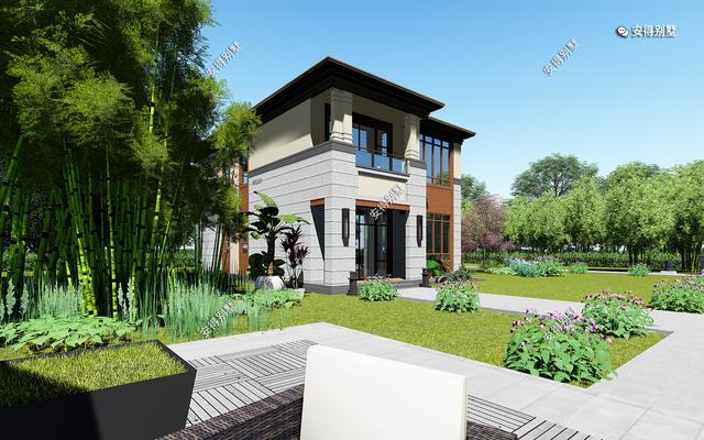 二層現代中式小別墅，外觀耐看大方，造價實惠，很適合農村自建。
