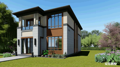 二層現代中式小別墅，外觀耐看大方，造價實惠，很適合農村自建。
