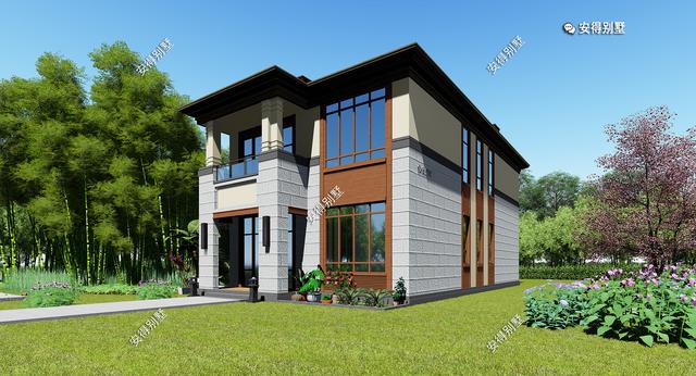 二層現代中式小別墅，外觀耐看大方，造價實惠，很適合農村自建。