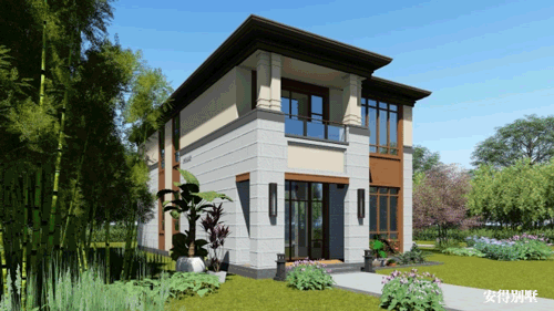 二層現代中式小別墅，外觀耐看大方，造價實惠，很適合農村自建。