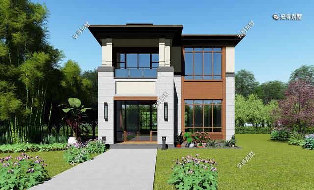 二層現代中式小別墅，外觀耐看大方，造價實惠，很適合農村自建。