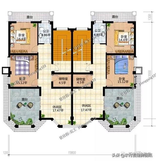 推薦5套農村兄弟雙拼別墅，2款共用堂屋，主體最低單戶20萬起就能建，很合算。