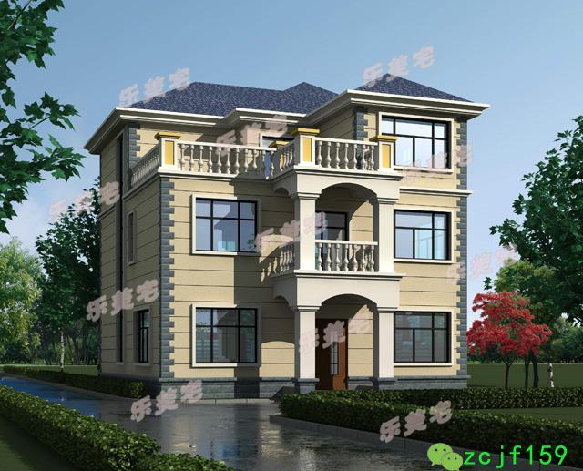 占地100平左右的三層自建房，方正舒適實(shí)用，適合大部分農(nóng)村家庭建造。