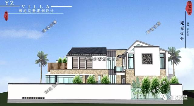 130平兩層新中式度假別墅設計圖，帶庭院泳池露臺。