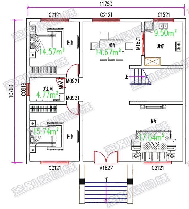 二層簡歐風別墅設計圖，內配6間臥室，耐看大氣，適合農村自建。