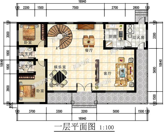 占地180平二層田園風別墅設計圖，30萬以內建成，一點也不比城里的差。
