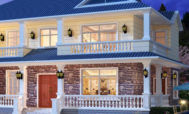 占地180平二層田園風別墅設計圖，30萬以內建成，一點也不比城里的差。