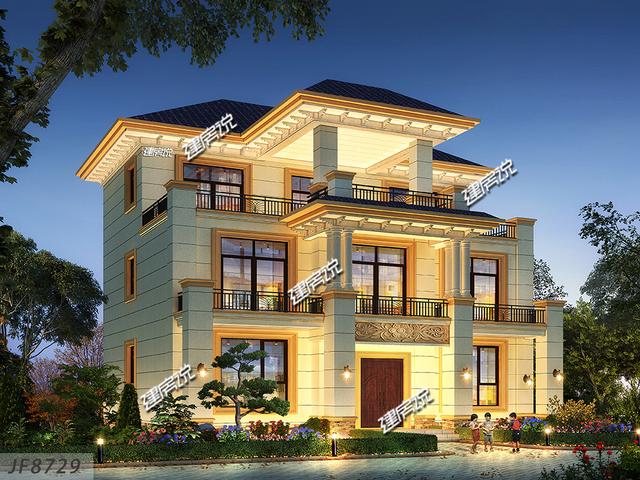 占地148平三層豪華別墅設(shè)計圖，牛轟轟的，還娶了城里媳婦