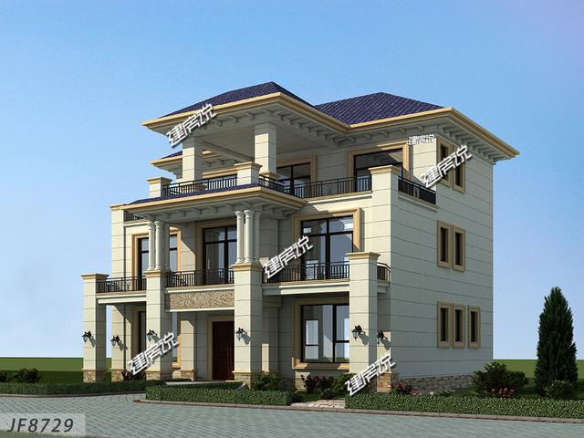 占地148平三層豪華別墅設(shè)計圖，牛轟轟的，還娶了城里媳婦