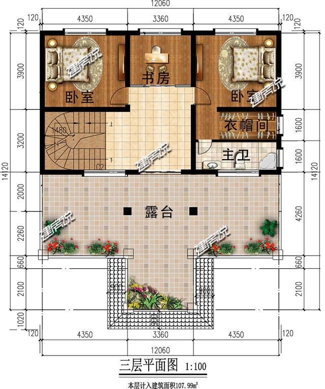 占地148平三層豪華別墅設(shè)計圖，牛轟轟的，還娶了城里媳婦