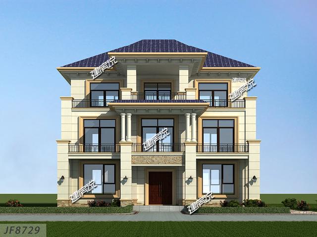 占地148平三層豪華別墅設(shè)計圖，牛轟轟的，還娶了城里媳婦