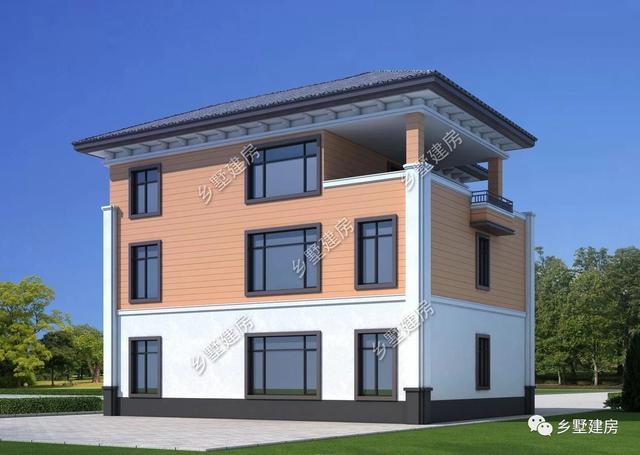 35萬三層高貴典雅三層小樓設計圖，不僅造價經濟，還帶雙露臺、茶室設計，完美到極致！