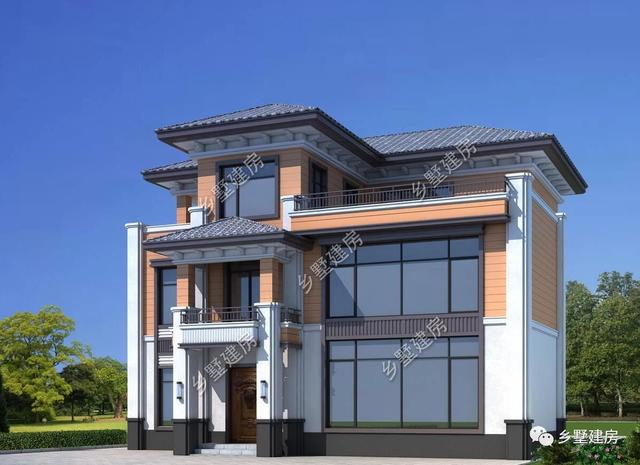 35萬三層高貴典雅三層小樓設計圖，不僅造價經濟，還帶雙露臺、茶室設計，完美到極致！