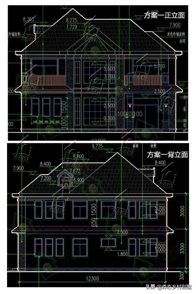 經典農村二層歐式小樓設計圖，外觀大氣，內部實用，四種內布局設計方案任你挑選。