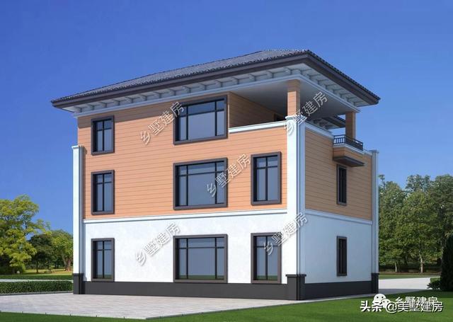 獨(dú)棟三層歐式別墅設(shè)計(jì)圖，主體造價(jià)35萬(wàn)，落地窗+樓中樓完美設(shè)計(jì)，太贊了！