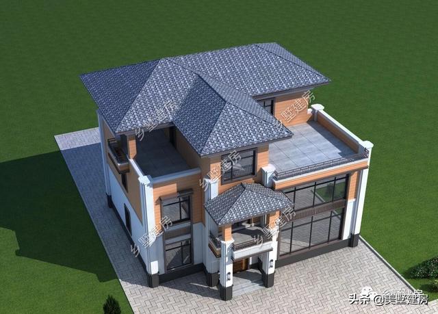 獨(dú)棟三層歐式別墅設(shè)計(jì)圖，主體造價(jià)35萬(wàn)，落地窗+樓中樓完美設(shè)計(jì)，太贊了！