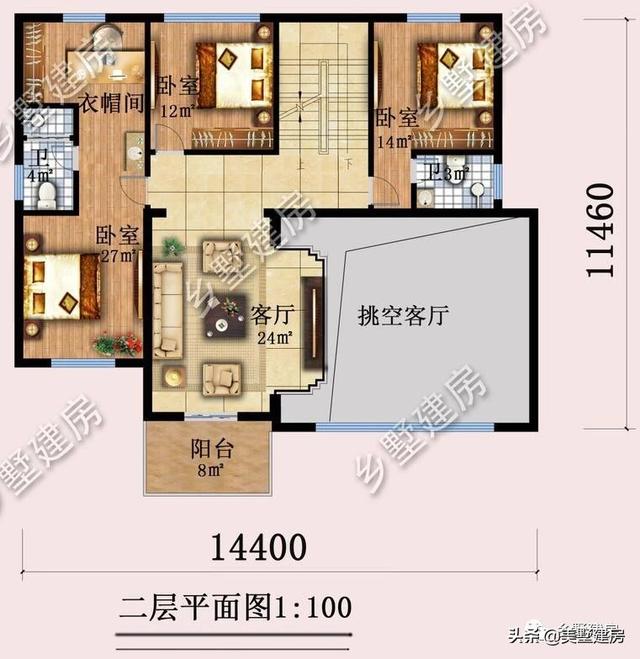 獨(dú)棟三層歐式別墅設(shè)計(jì)圖，主體造價(jià)35萬(wàn)，落地窗+樓中樓完美設(shè)計(jì)，太贊了！