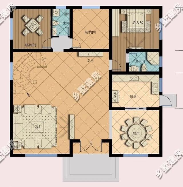 14.7×16.2米三層歐式別墅設計圖，簡約而不簡單，挑空客廳設計，這樣的房子真的美極了