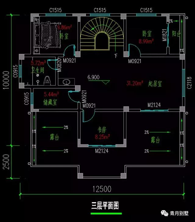 占地131平三層小別墅設計圖，時尚亮麗，帶大露臺，非常實用。