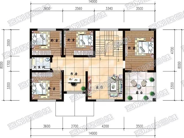 14米x8米三層別墅設計圖，帶雙露臺和車庫，設計簡單實用，適合農村自建