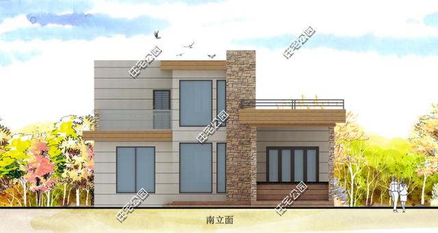 在滿是歐式洋樓的農村里，建一棟這樣的現代風格住宅一定很亮眼！