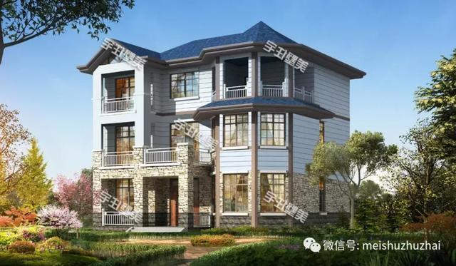 14.4x12.17米三層農村自建房，回家建一棟大氣優雅的別墅，倍有面子。