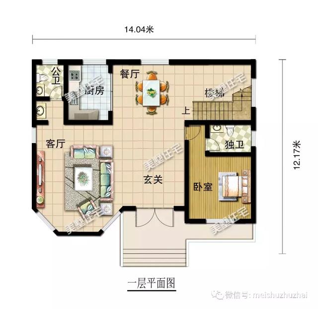 14.4x12.17米三層農村自建房，回家建一棟大氣優雅的別墅，倍有面子。