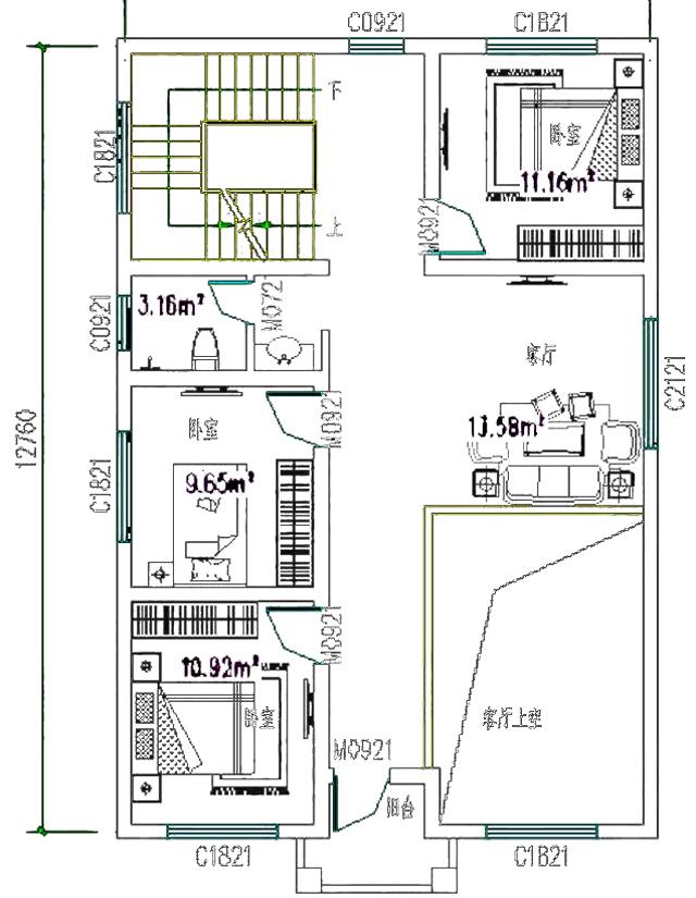 三層平屋頂農村別墅，簡約現代歐式風，多窗戶設計，南北通透。