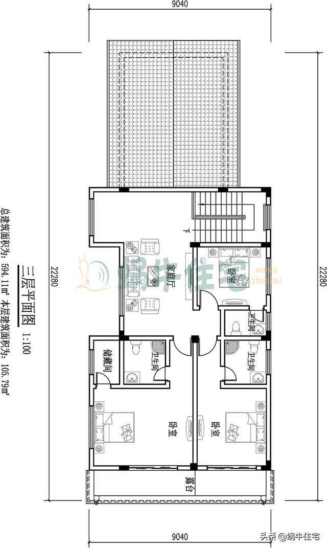帶電動地下室的西班牙風三層小樓設計圖，高端古典，越看越喜歡。
