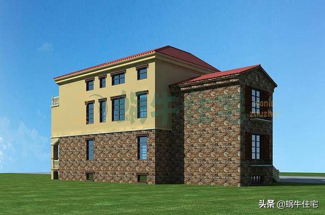 帶電動地下室的西班牙風三層小樓設計圖，高端古典，越看越喜歡。