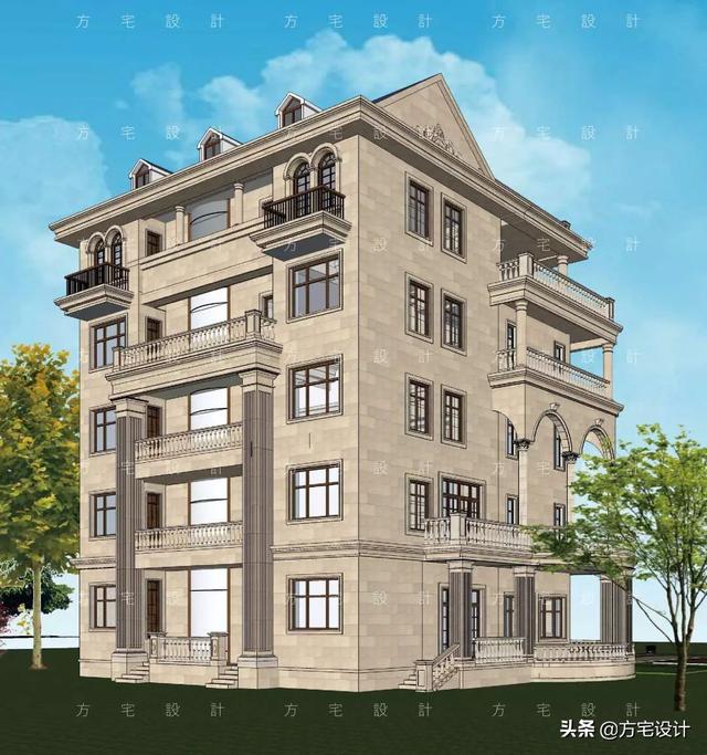 占地270平的五層豪華別墅設計圖，帶效果圖和施工圖。