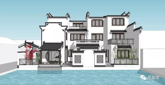 15.9m×11.2m三層新中式別墅，56萬建成，過起了江南鄉(xiāng)村生活。