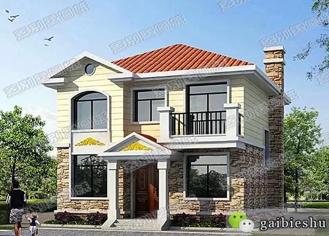 8.22米x8.92米經典二層農村自建房，復式客廳，外形小巧精致。