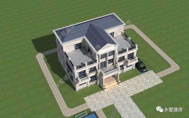 現代的歐式三層大自建別墅設計圖，大氣時尚，看一眼就非常喜歡。