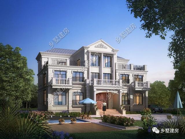 現代的歐式三層大自建別墅設計圖，大氣時尚，看一眼就非常喜歡。