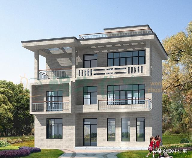 三層現代平屋頂別墅設計圖，簡單實用，人人都喜歡。