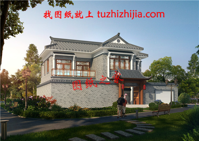 農(nóng)村二層中式古典別墅圖片,帶院子,帶地下室